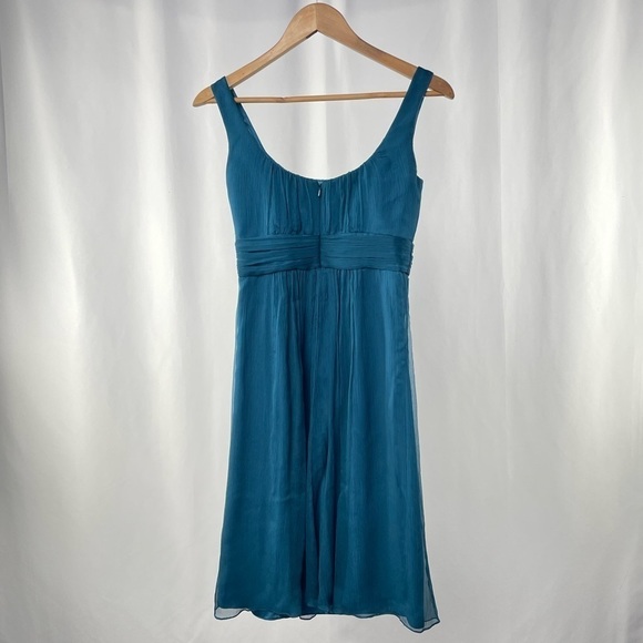 Amsale Scoop Floral Detail Mini Dress in Blue Size 4 - Picture 2 of 3